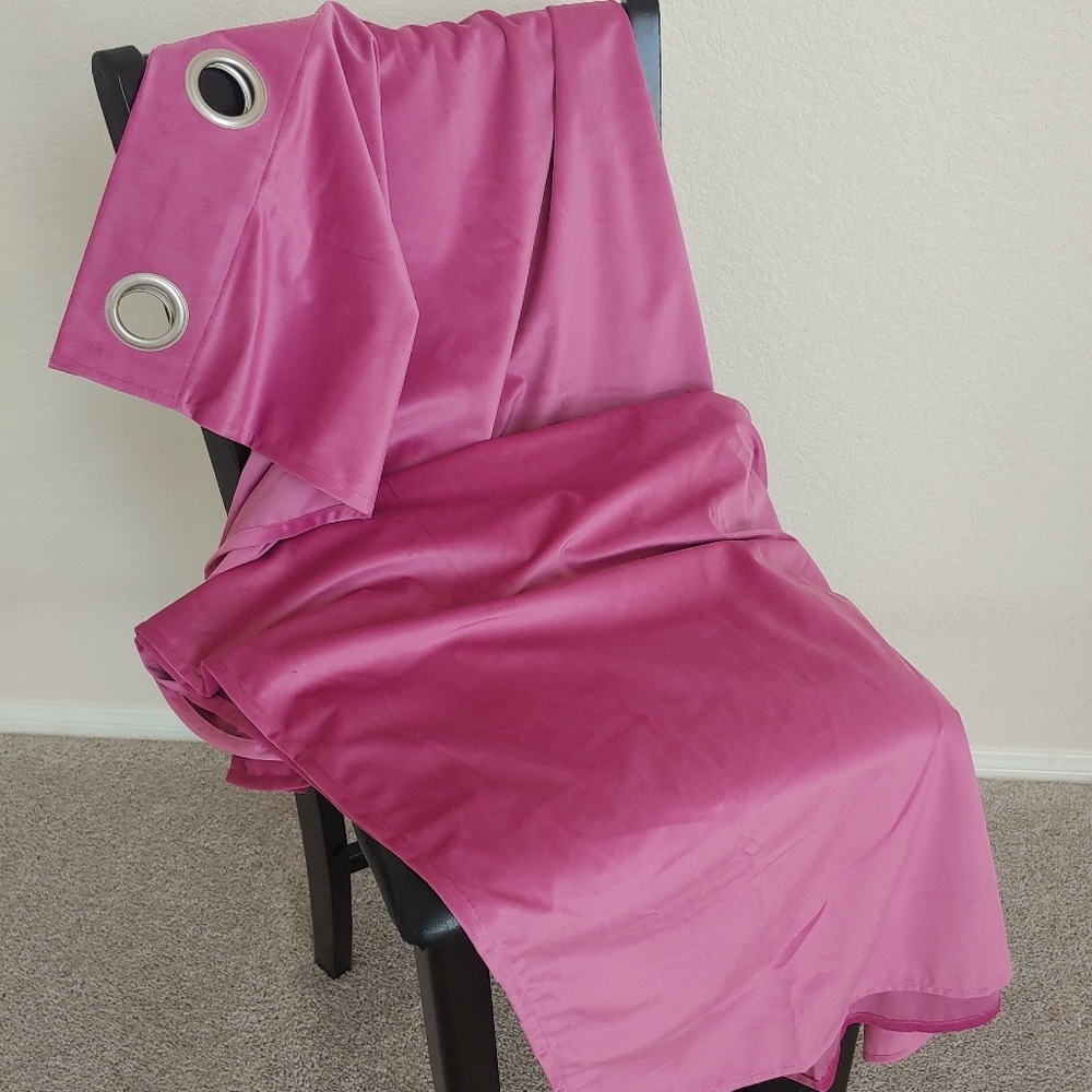 Pink Topaz Velvet Curtains Set, Jewel Tones